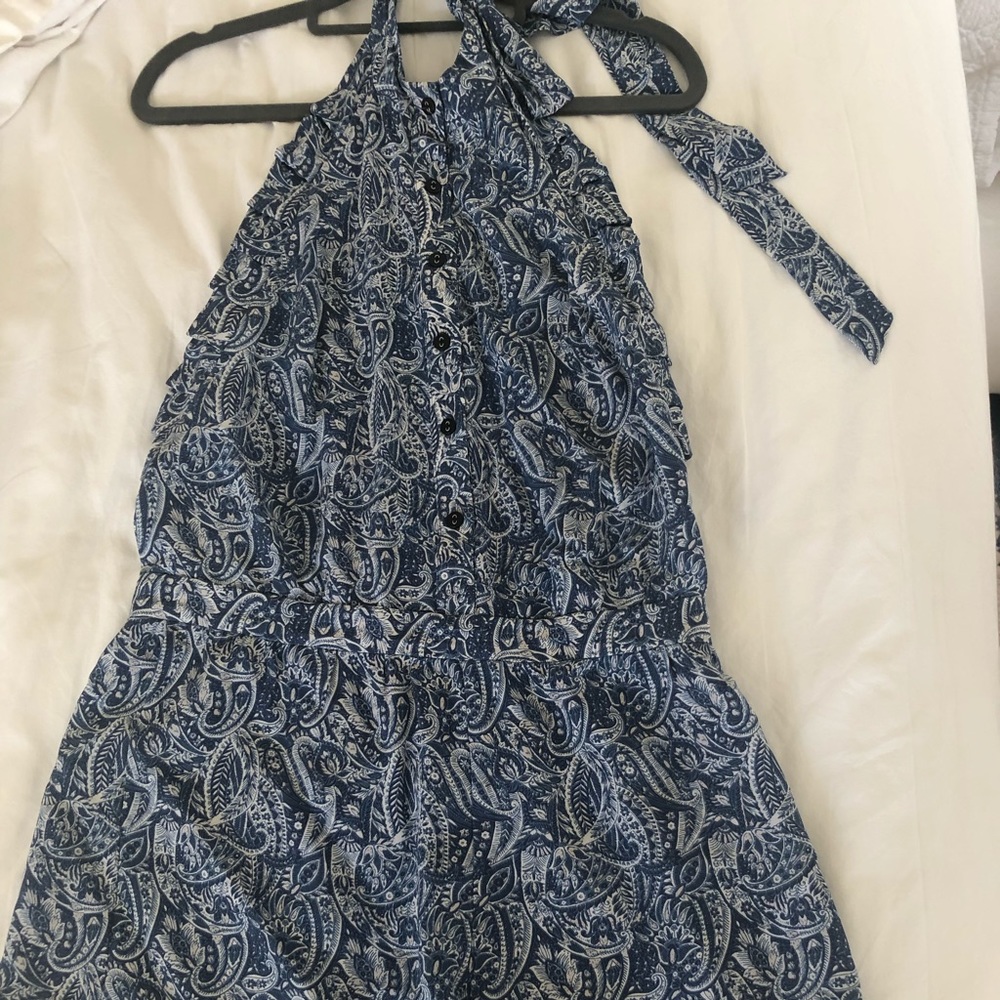 Silk intermix backless romper